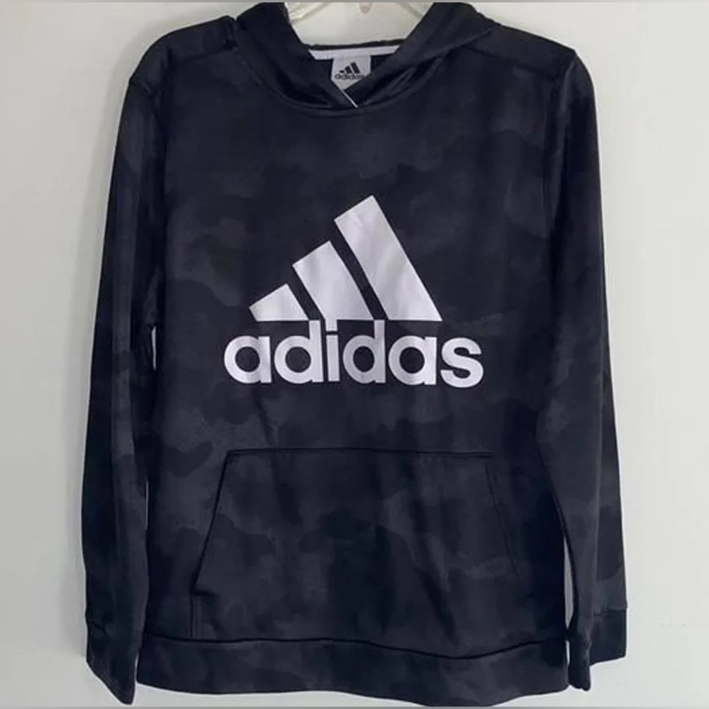 ⏳VGUC-Adidas Trefoil Camo Hooded Pullover Sweatshirt